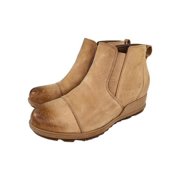 Sorel Evie II Chelsea Boot Womens US 10 Tan Leather Waterproof Pull On Boots - Picture 1 of 11